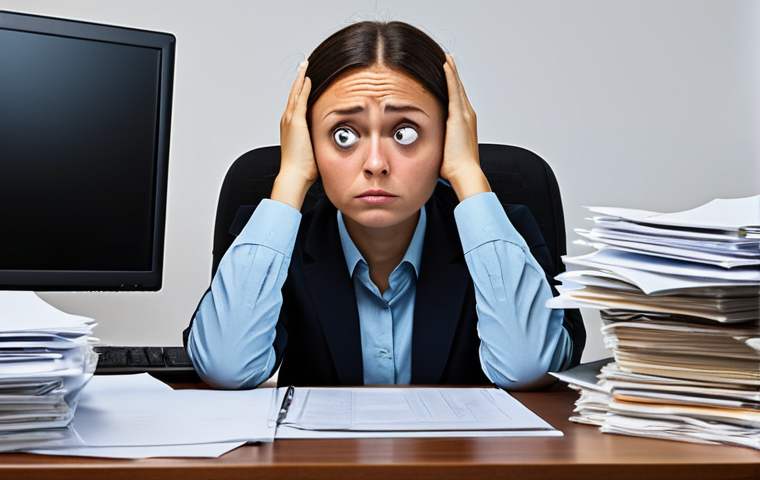 Stressed Office Worker**

A fully clothed professional, sitting at a desk piled high with paperwork in a modern office, looking stressed and overwhelmed, dark circles under eyes, fully clothed, modest attire, safe for work, appropriate content, perfect anatomy, natural proportions, professional, family-friendly, photograph.

**