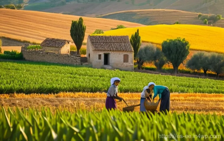 일제 강점기 근무 환경의 변화 - **"Golden Hour Harvest: A Traditional Spanish Village Scene"**
    A heartwarming and serene scene d...