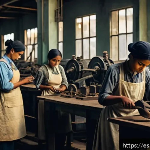 Home 31 일제 강점기 근로자 권리 보호의 역사 - A detailed historical scene inside a colonial-era factory in Latin America during foreign occupation...