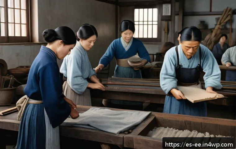 일제 근무와 한국 전쟁의 연관성 - A detailed historical scene depicting Korean laborers during Japanese occupation, showing a diverse ...