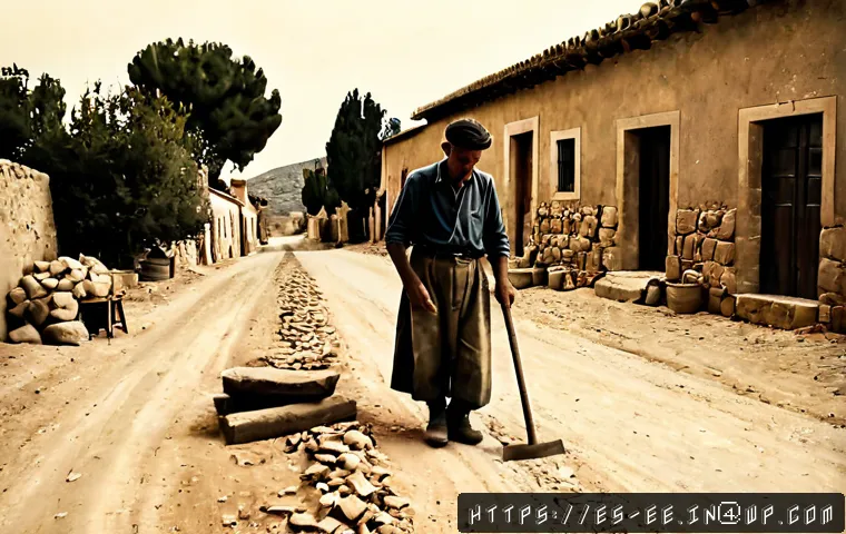 Home 17 일제 근무에 대한 개인의 기억과 역사 - Photorealistic historical scene in 1940s rural Spain, a weary adult laborer in modest work clothes b...
